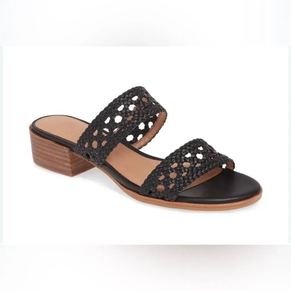 Madewell Marianna Basketweave Black Slide Sandals 8